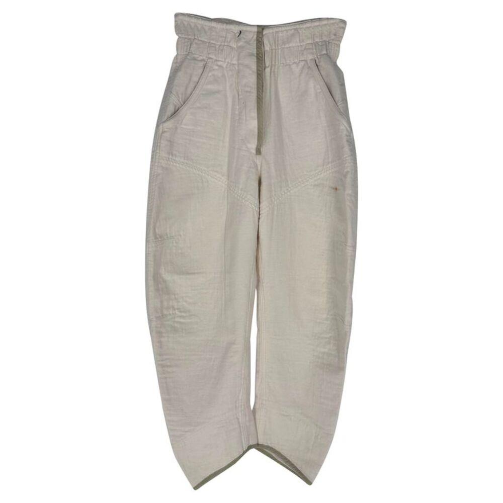 Isabel Marant High Waist Pants in White Cotton
